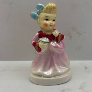 3 for 20 ⭐️ Vintage Blond with Blue Bow Lady in Pink Dress Holding Bouquet Japan